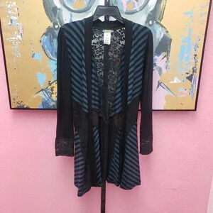 Dolcezza Open Front Lace Insert Cardigan